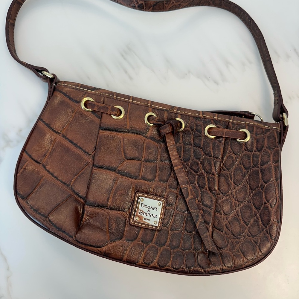 Dooney & Bourke Tan Croc-Embossed Shoulder Bag
